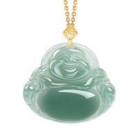 KarmaRipple's Laughing Buddha Authentic Jade Prosperity Abundance Pendant Necklace