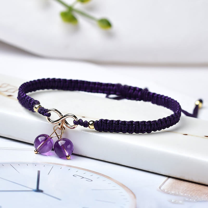 KarmaRipple's Authentic Strawberry Quartz Amethyst Green Phantom Bead Positive Bracelet p29