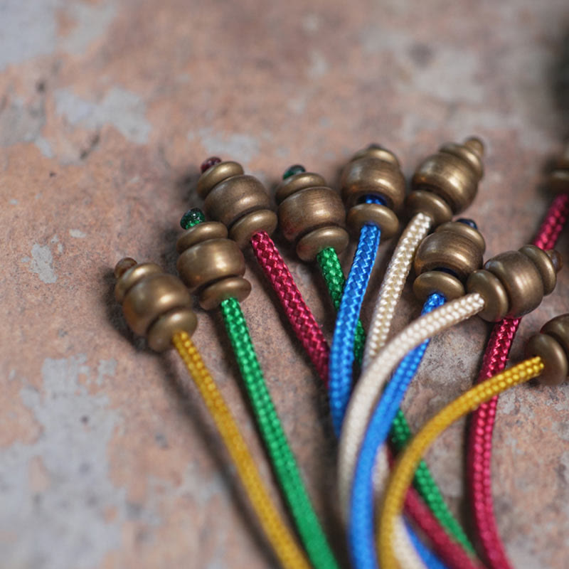KarmaRipple's Tibet Ebony Wood Bronze Peace Tassel Wrist Mala Bracelet p7