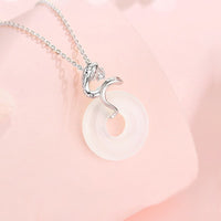 KarmaRipple's 925 Sterling Silver Chalcedony Peace Buckle Year Of The Snake Balance Pendant Necklace