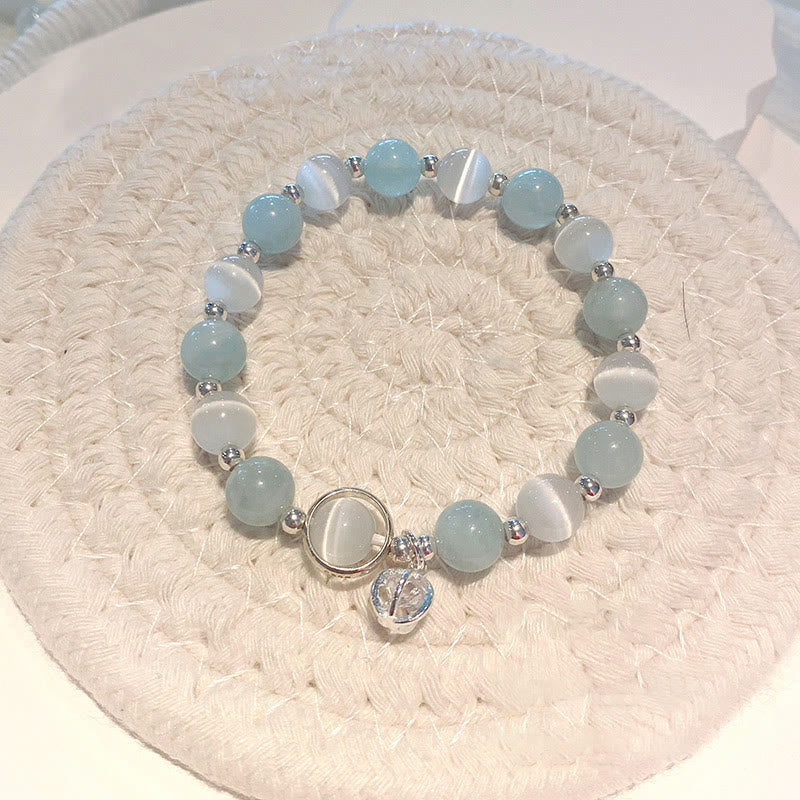 KarmaRipple's 925 Sterling Silver Cat's Eye Aquamarine Support Talisman Bracelet p13