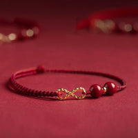 KarmaRipple's Cinnabar Blessing Red String 14K Gold Infinity Symbol Bracelet Anklet