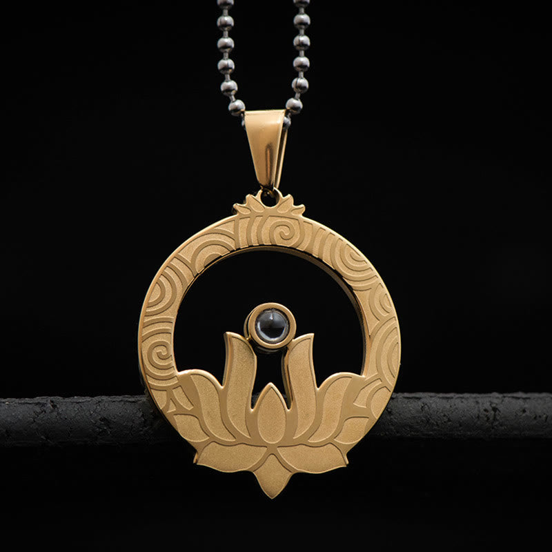 KarmaRipple's Lotus Titanium Steel Enlightenment Projection Shurangama Mantra Pendant Necklace p22