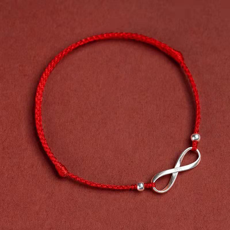 KarmaRipple's 925 Sterling Silver Endless Weave Protection Fortune Red String Bracelet Anklet p26