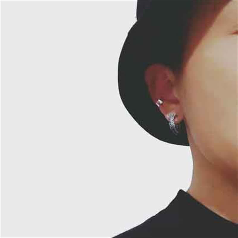 KarmaRipple's 925 Sterling Silver Dragon Hoop Pattern Protection Earrings p2