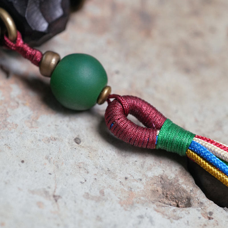 KarmaRipple's Tibet Ebony Wood Bronze Peace Tassel Wrist Mala Bracelet p8