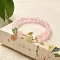KarmaRipple's Year of the Rabbit Authentic Pink Gemstone Green Agate Bunny Love Happiness Bracelet