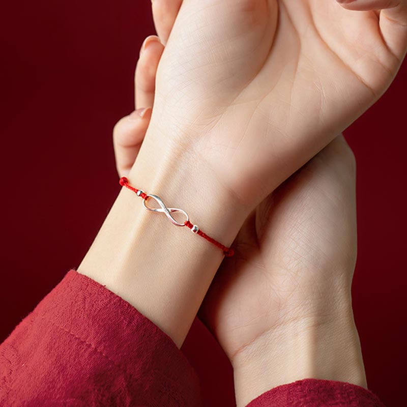 KarmaRipple's 925 Sterling Silver Endless Weave Protection Fortune Red String Bracelet Anklet p19