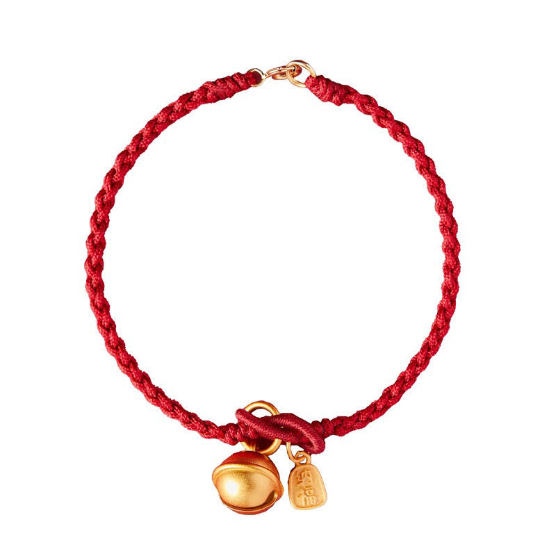 KarmaRipple's Handmade Fu Character Talisman Fortune Happiness Bell Red Rope Bracelet p17