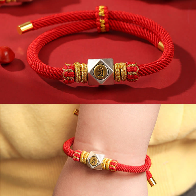 KarmaRipple's 999 Sterling Silver Chinese Zodiac Natal Buddha Red Rope Fortune Strength Handcrafted Kids Bracelet p14