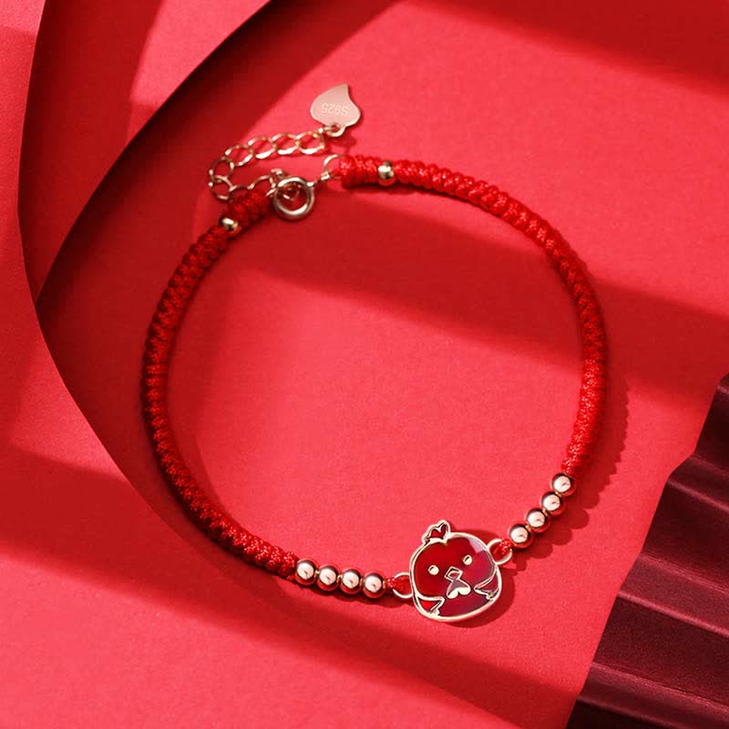 KarmaRipple's 925 Sterling Silver Chinese Zodiac Fortune Faith Discolor Red String Bracelet p10