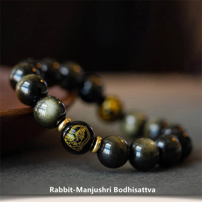 KarmaRipple's Chinese Zodiac Natal Buddha Gold Sheen Obsidian Wealth Protection Bracelet p3