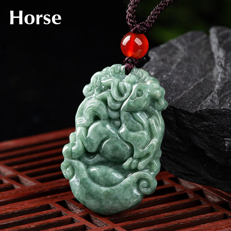 KarmaRipple's Authentic Jade 12 Chinese Zodiac Prosperity Pendant Necklace p36