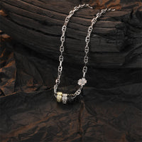 KarmaRipple's 925 Sterling Silver Retro Tang Dynasty Flower Design Fortune Energy Chain Pendant Necklace