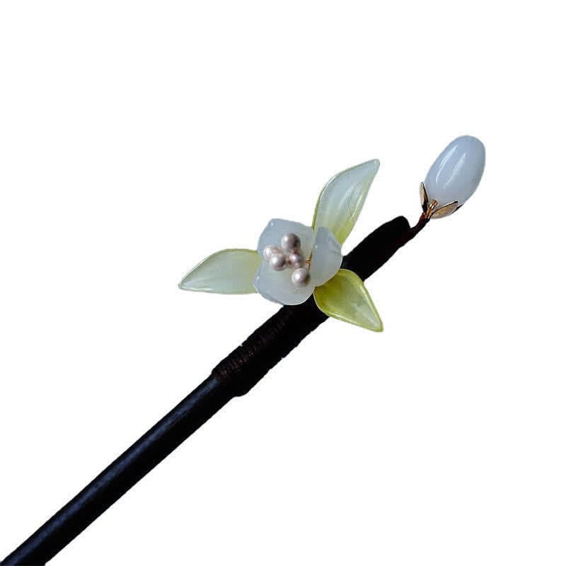 KarmaRipple's Pearl Flower Leaf Butterfly Happiness Hairpin p12