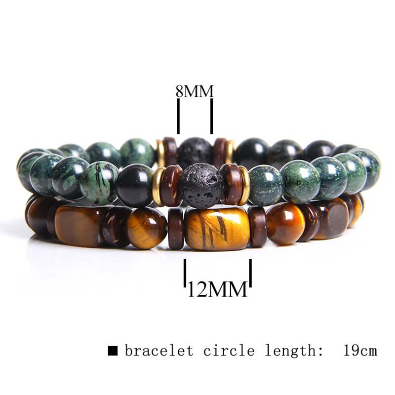 KarmaRipple's 2PCS Balancing Gemstone Emperor Stone Tiger Eye Bead Bracelet p17