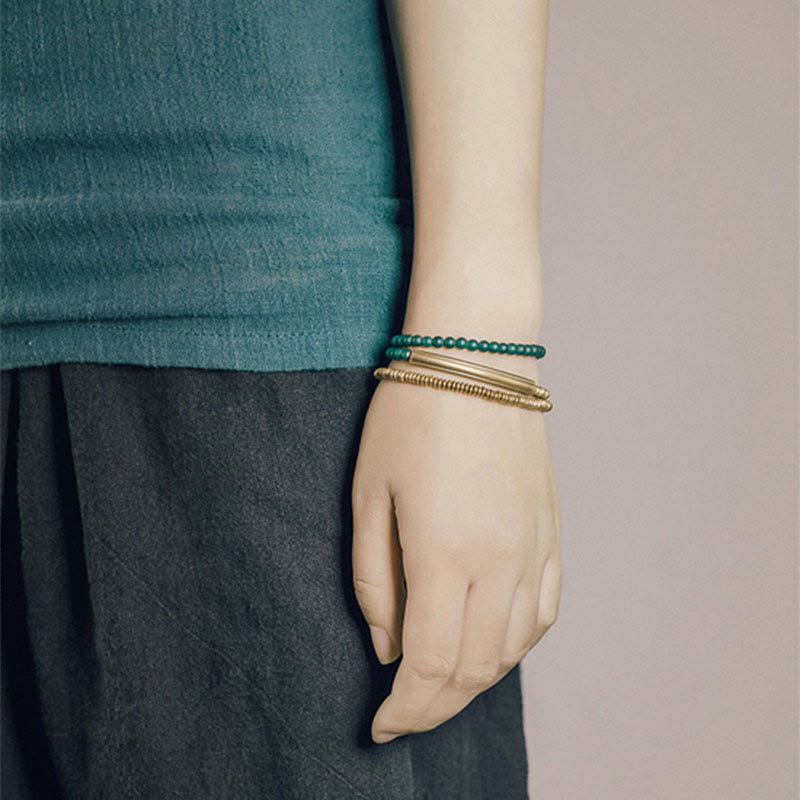 KarmaRipple's Tibetan Various Agate Stone Bronze Protection Triple Wrap Bracelet p13