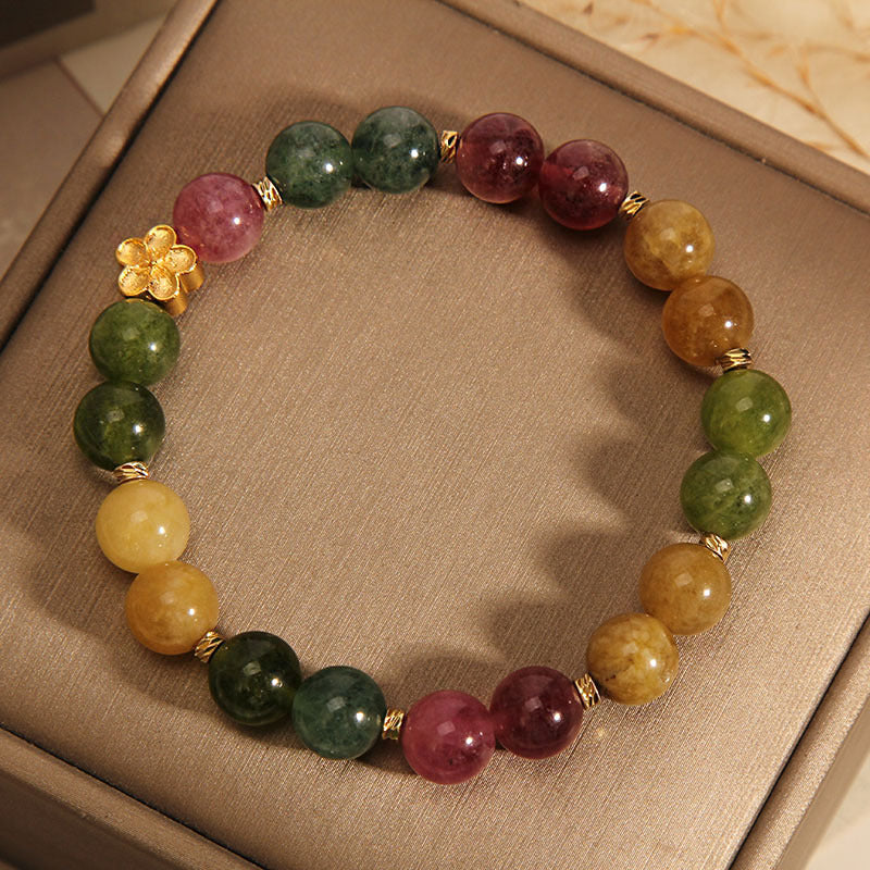 KarmaRipple's Authentic Colorful Tourmaline Golden Flower Positive Bracelet p6