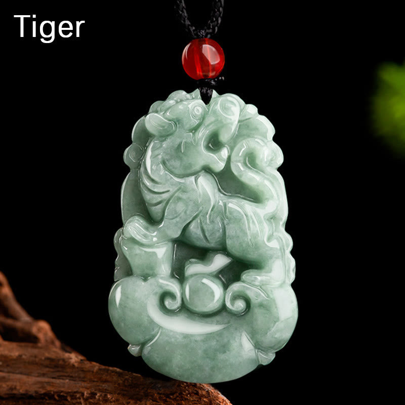 KarmaRipple's Authentic Green Jade 12 Chinese Zodiac Fortune Prosperity Pendant Necklace p4