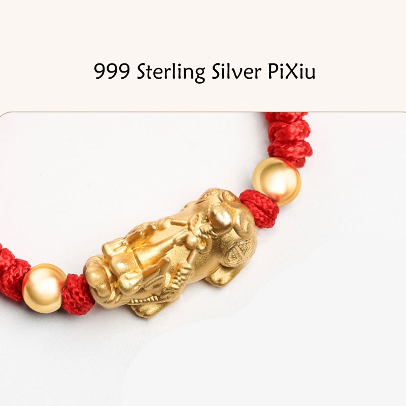 KarmaRipple's 999 Sterling Silver PiXiu Wealth King Kong Weave String Woven Kids Child Bracelet p8