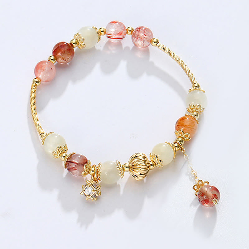 KarmaRipple's Colorful Rutilated Quartz Cat Eye Zircon Auspiciousness Bead Bracelet p2