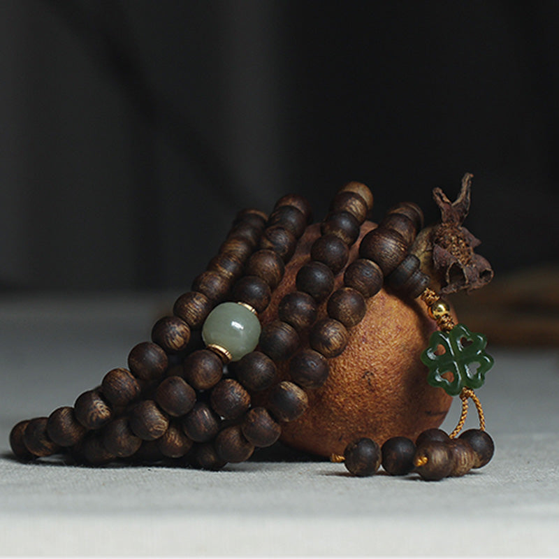 KarmaRipple's 108 Mala Beadwork Nha Trang Bai Qinan Agarwood Jade 999 Gold Peace Bracelet (Only one in stock) p14