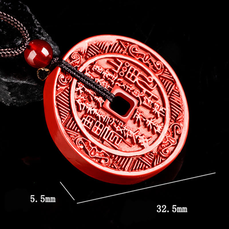 KarmaRipple's Authentic Cinnabar Mountain Ghosts Spend Money Bagua Design Blessing Pendant Necklace p9