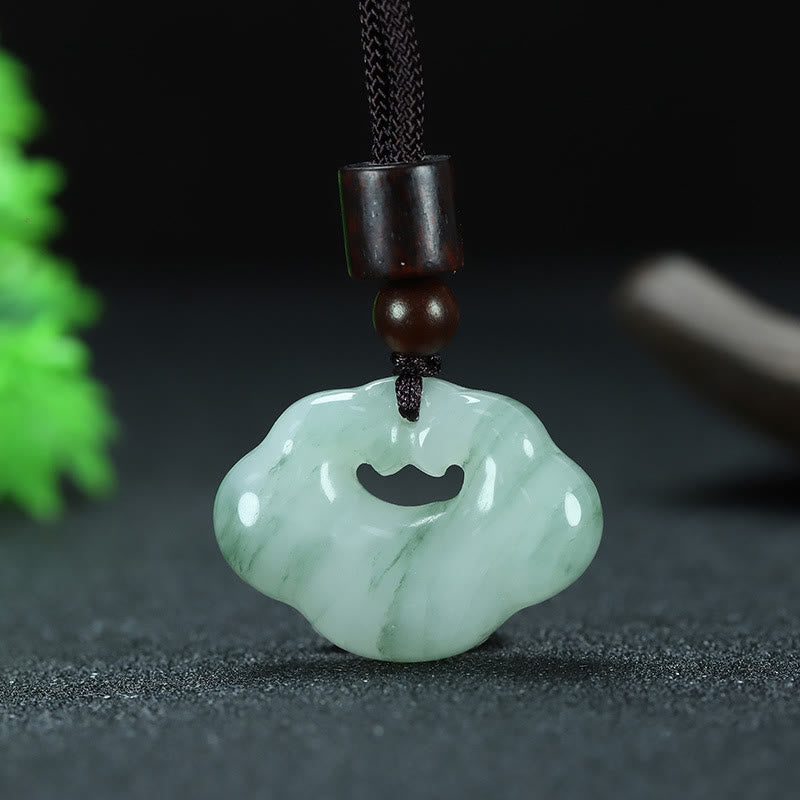 KarmaRipple's Tianshan Jade Golden Silk Jade Chinese Lock Talisman Abundance Pendant Necklace p6
