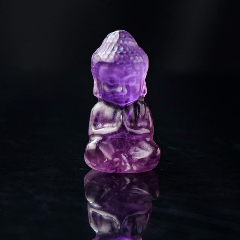 KarmaRipple's Various Gemstone Amethyst Pink Gemstone Ivory Gemstone Citrine Buddha Carved Spiritual Balancing Pendant Necklace Decoration ( p22