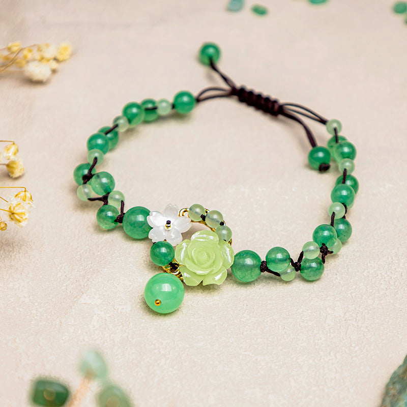 KarmaRipple's Financial Success Jade Woven Weave Prosperity Abundance Anklet p1