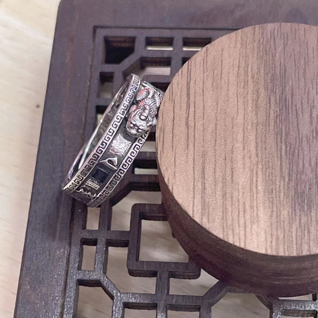 KarmaRipple's PiXiu Om Mani Padme Hum Heart Sutra Fortune Wealth Pair Ring p2