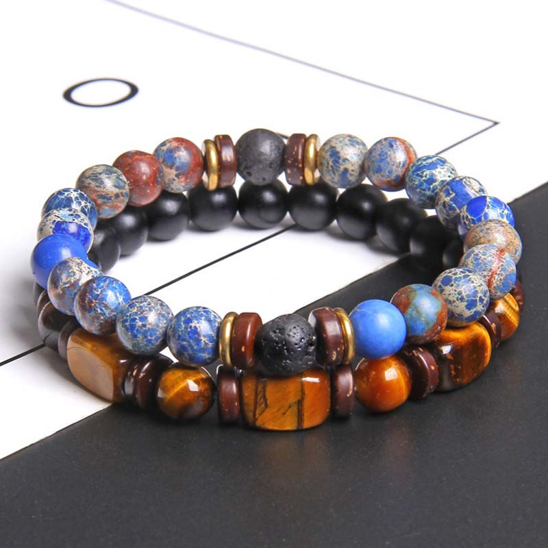 KarmaRipple's 2PCS Balancing Gemstone Emperor Stone Tiger Eye Bead Bracelet p10