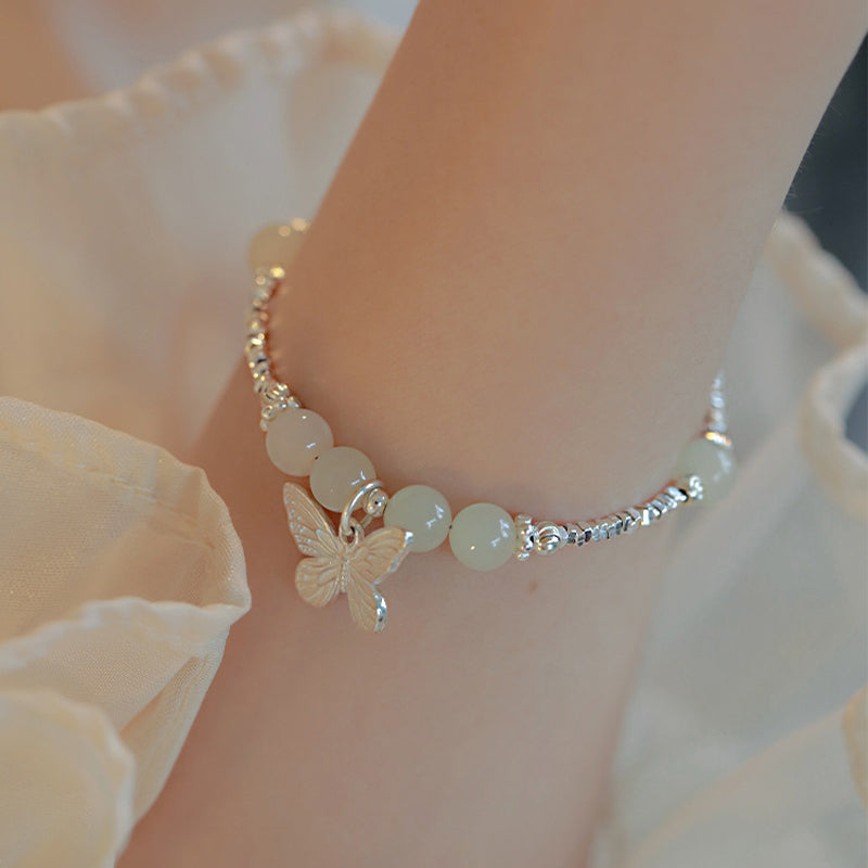 KarmaRipple's 925 Sterling Silver Authentic Hetian Jade Fortune Butterfly Talisman Bracelet p8