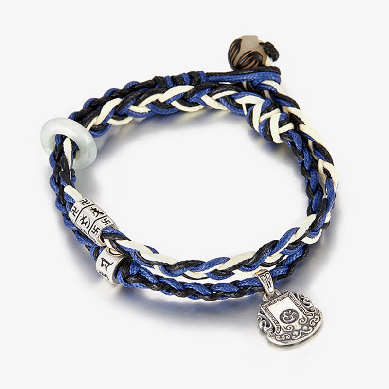 KarmaRipple's 925 Sterling Silver Om Mani Padme Hum Swastika Handmade Protection Bracelet p4