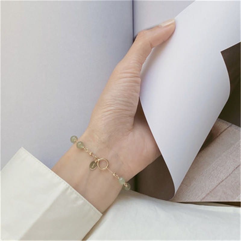 KarmaRipple's 14k Gold Plated Hetian Jade Beaded Prosperity Chain Bracelet p6