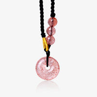 KarmaRipple's Strawberry Quartz Chalcedony Peace Buckle Balancing Pendant Necklace