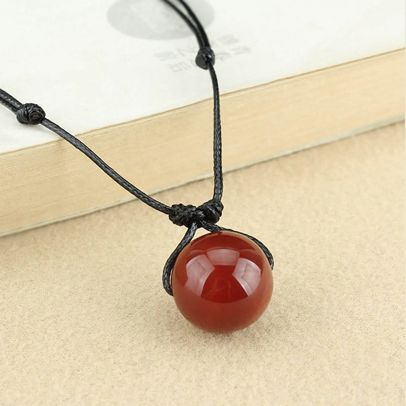 KarmaRipple's Red Agate Bead Confidence Leather Rope Pendant Necklace p2