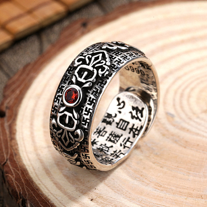 KarmaRipple's Genstone PiXiu Feng Shui Frog Vajra Dorje Heart Sutra Wealth Adjustable Ring p5