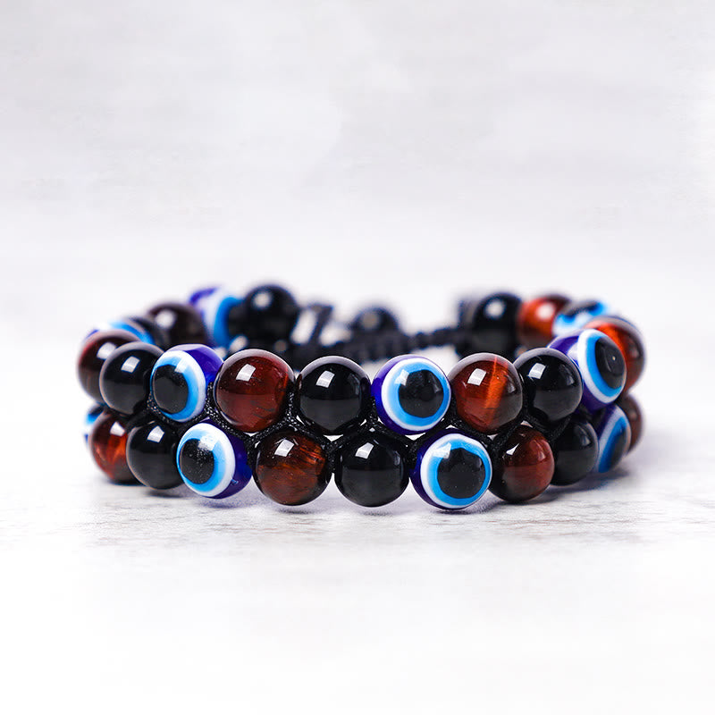 KarmaRipple's Evil Eye Hematite Tiger Eye Protection Beaded Bracelet p22
