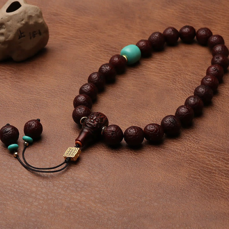 KarmaRipple's Tibetan Bodhi Seed Agate Bead Fortune Wealth Tassel Talisman Wrist Mala p29