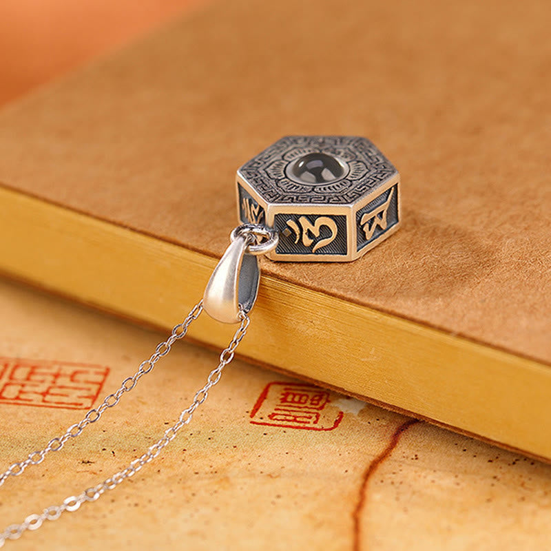 KarmaRipple's 990 Sterling Silver Tibetan Om Mani Padme Hum Lotus Love Projection Pendant Necklace p6