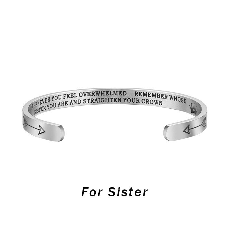 KarmaRipple's Inspirational Bracelets Personalized Gift for Her Him Engraved Mantra Cuff Bangle Crown Jewelry p3