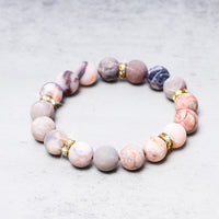 KarmaRipple's Anxiety Stress Balancing Gemstone Zebra Jasper Bead Bracelet