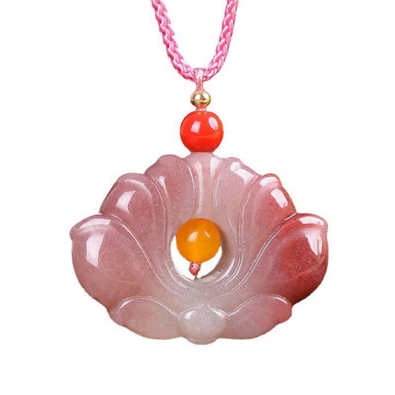 KarmaRipple's KarmaRipple's ink Golden Silk Jade Lotus Flower Wealth Pendant Necklace p6