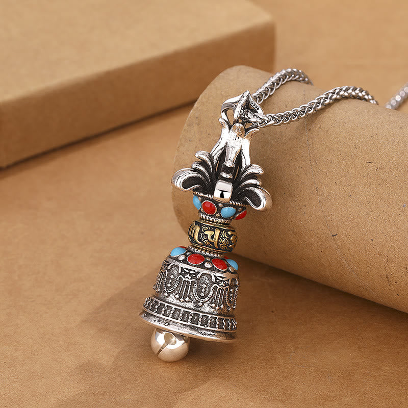 KarmaRipple's Tibetan Om Mani Padme Hum Dorje Vajra Bell Strength Pendant Necklace p1