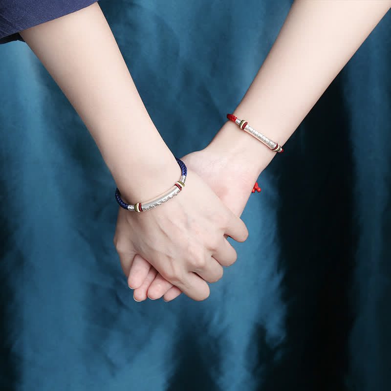 KarmaRipple's 999 Sterling Silver Om Mani Padme Hum Protection Strength String Bracelet p21