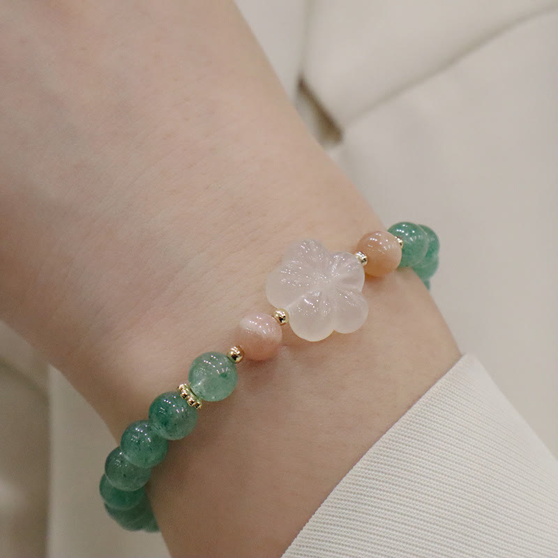 KarmaRipple's Authentic Green Strawberry Quartz Chalcedony Flower Gratitude Bracelet p11