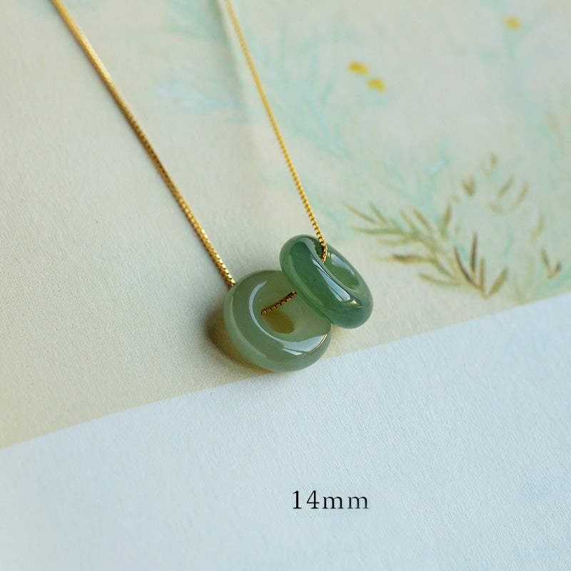 KarmaRipple's Authentic Round Jade Peace Buckle Fortune Abundance Pendant Necklace p9