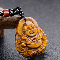 KarmaRipple's Tiger's Eye Laughing Buddha Blessing Pendant
