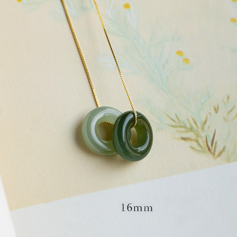 KarmaRipple's Authentic Round Jade Peace Buckle Fortune Abundance Pendant Necklace p35